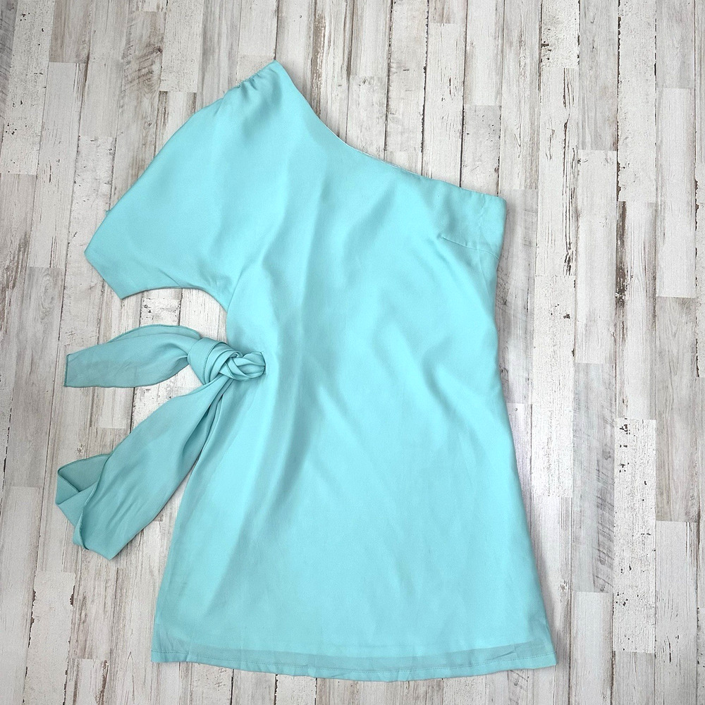 Julie Brown One Shoulder Tenley Dress M Turquoise Lined‎ Party Wedding Guest NEW